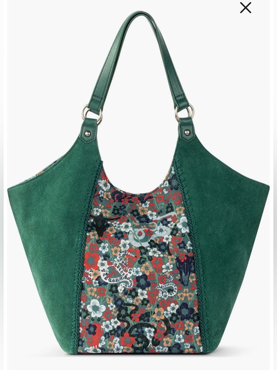 The Sak Handbags - EUC The Sak Roma Emerald Mojave Garden Shopper Suede Leather Tote Shoulder Bag